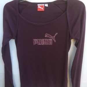 Purple Puma xS long sleeve logo tee active